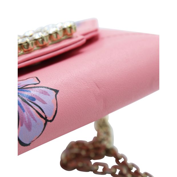Roger Vivier Pink Compact Wallet/ Chain Mini Shoulder Bag
