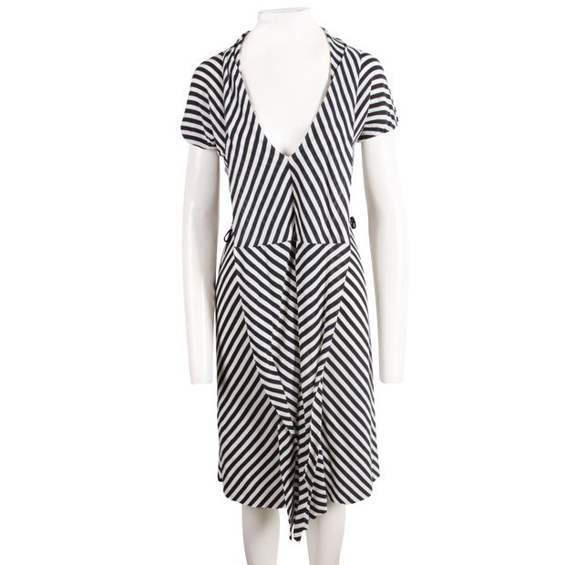 CONTEMPORARY DESIGNER Striped V-neck Jersey Dress