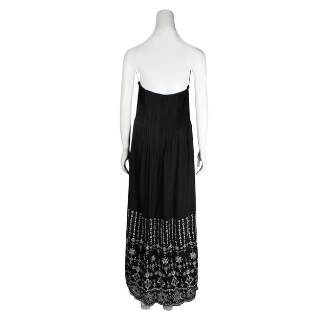 Contemporary Designer Parker Black Dress With White Embroidery