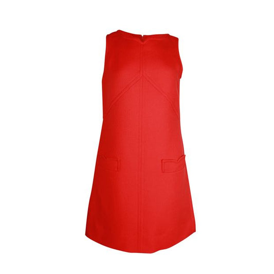 Victoria Beckham Sleeveless A-Line Dress in Red Wool