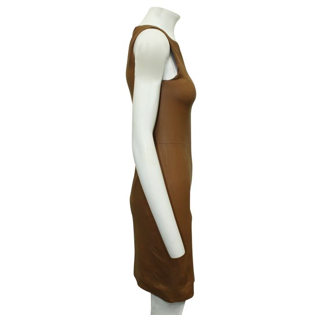 Contemporary Designer Brown Leather Dress