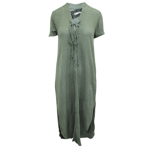 REFORMATION Gray Short Sleeve Maxi Dress