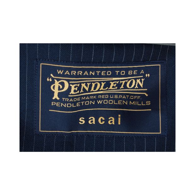 SACAI Sacai x Pendelton 2019 Deconstructed Navy Pinstripe Aztex Trim Parka Jacket