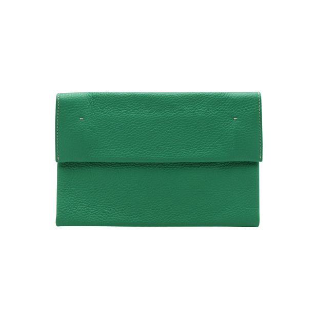 CONTEMPORARY DESIGNER Small Green Soft Clutch Bag