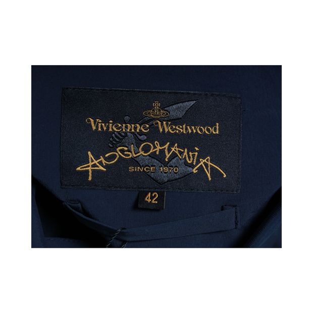 Vivienne Westwood Front Tie Midi Dress in Navy Blue Nylon