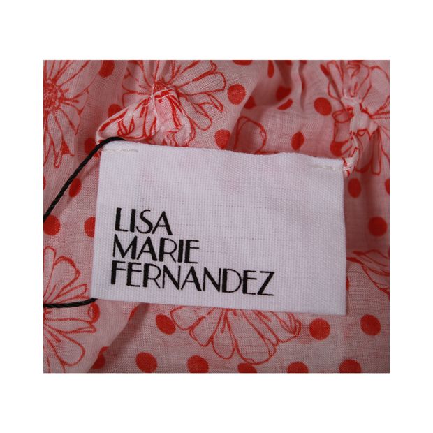 LISA MARIE FERNANDEZ Red Print Linen Dress