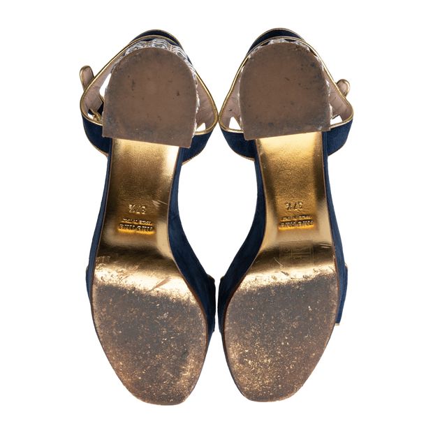 MIU MIU Embellished Suede Platform Sandals