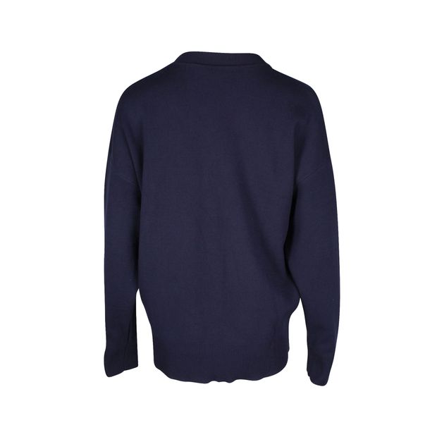 Sandro Paris Smile Print Sweater in Navy Blue Viscose
