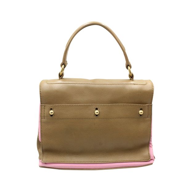 Taupe/Pink Leather and Canvas Muse Two Way Bag