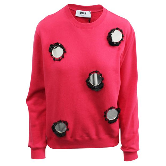 MSGM Pink Mirror Glitters Long Sleeve Top