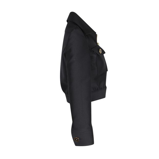 Balenciaga Cropped Jacket in Black Wool