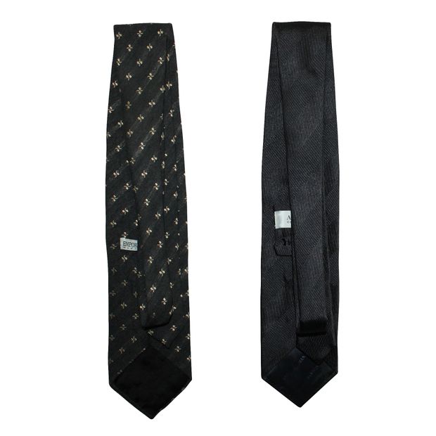CONTEMPORARY DESIGNER Set of Two Ties: Brown Print Tie & Dark Grey