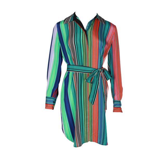 DIANE VON FURSTENBERG Muticolour Striped Silk Shirt Dress