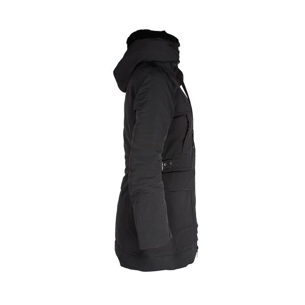 Moncler Fur-Trimmed Hooded Jacket in Black Polyamide