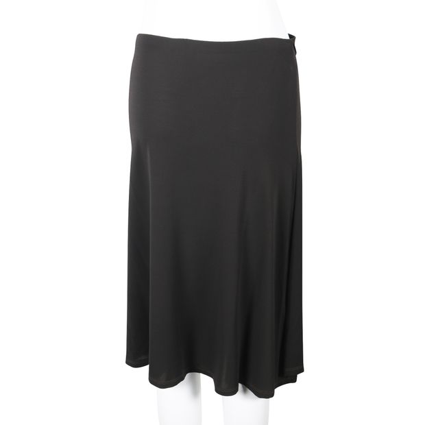 Contemporary Designer Dark Brown Slip On Skirt With Brass Detail