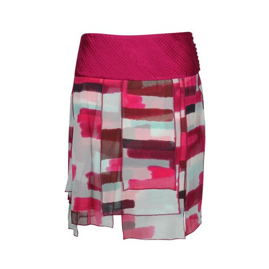 Diane Von Furstenberg Geometric Panels Flowy Skirt in Pink Silk
