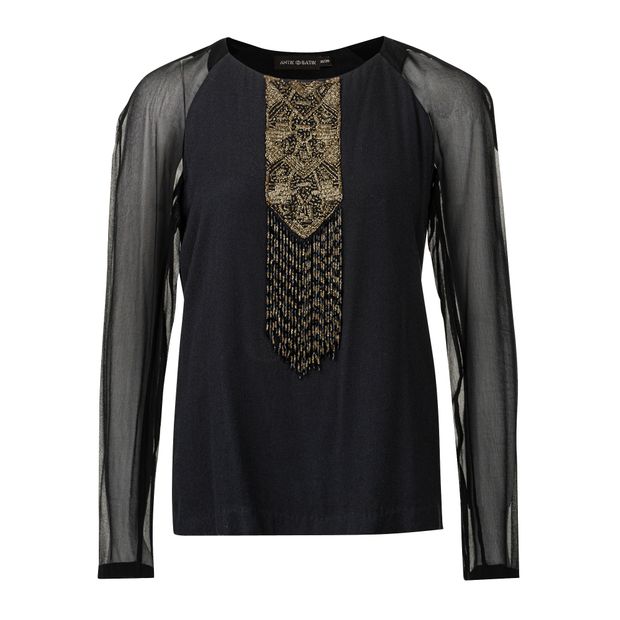Contemporary Designer Sheer Sleeves With Gold Embellishments