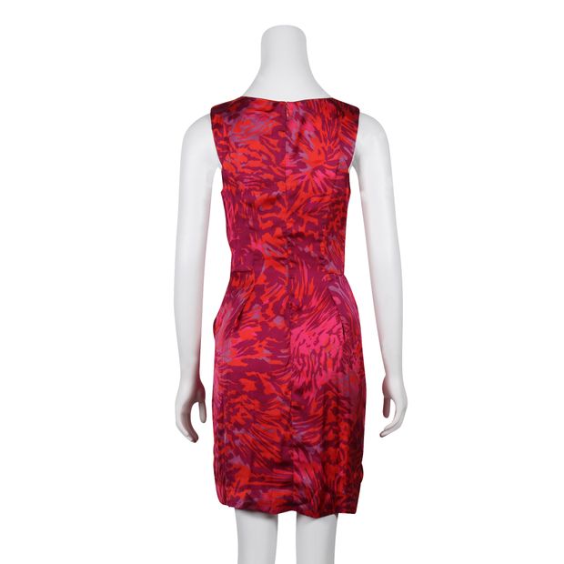 CONTEMPORARY DESIGNER Pink, Purple & Red Pattern Midi Dress