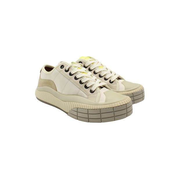 CHLOÉ Off-Whitte Sneakers with Neon Green Details