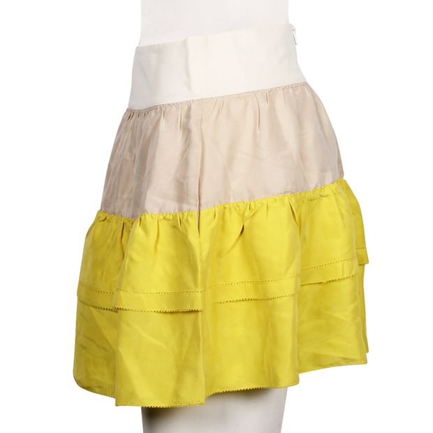 CONTEMPORARY DESIGNER Silk Ruffled Skirt