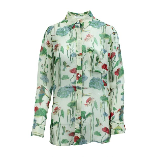 CONTEMPORARY DESIGNER Floral Print Silk Shirt