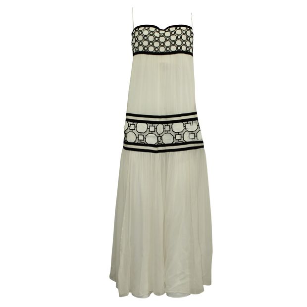 Tory Burch Black And White Strapless Evening Maxi Dress