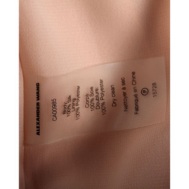 Alexander Wang Pleated Cold Shoulder Top in Peach Silk