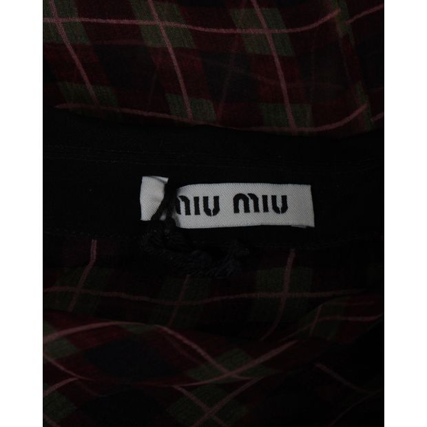 Miu Miu Tie-Neck Sheer Top in Multicolor Silk