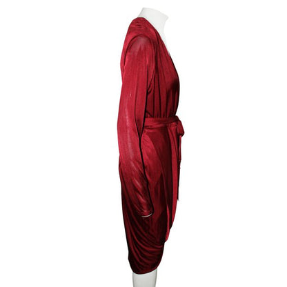 Altuzarra Wine Red Elegant Deep V-Neck Dress