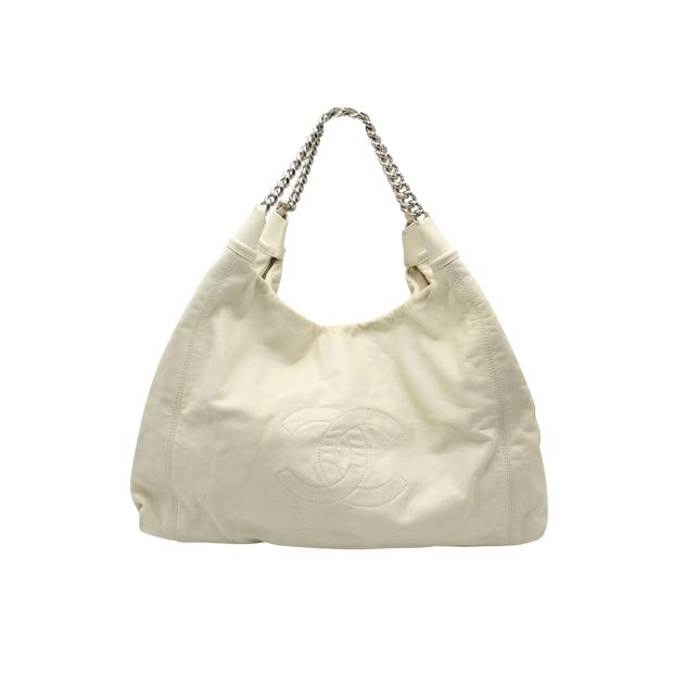 Chanel Vintage Ivory Leather "Cc" Tote 2008-2009