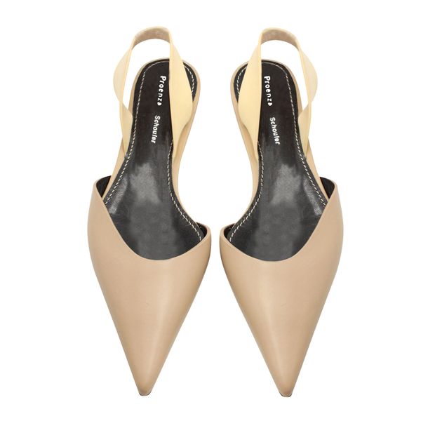 Proenza Schouler Slingback Pointed Flats in Beige Leather