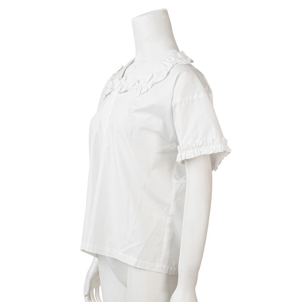 Comme Des Garcons White Ruffled Collar Blouse
