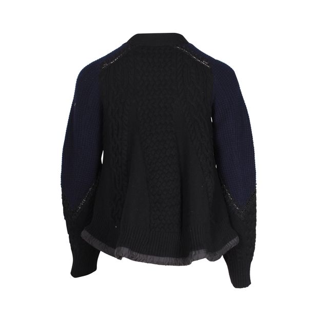 Black & Navy Cable Knit Sweater
