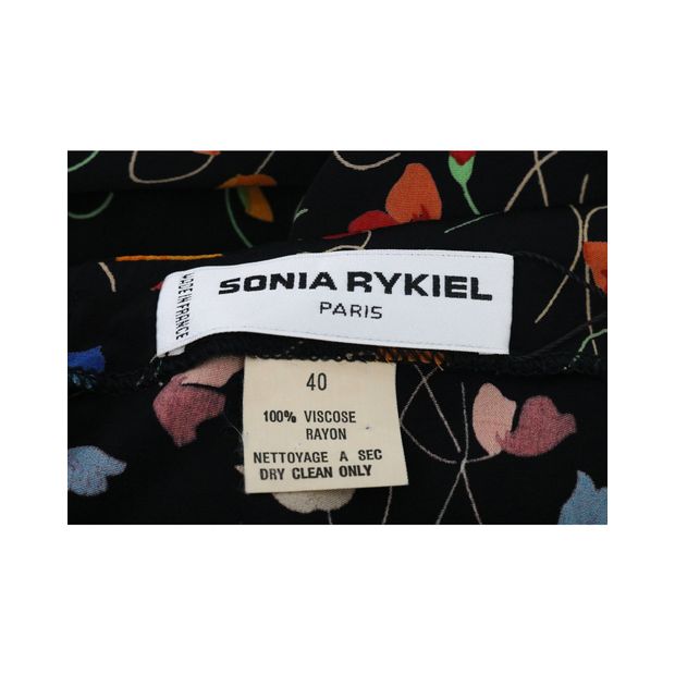 Sonia Rykiel Black Floral Print Halter Neck Maxi Dress