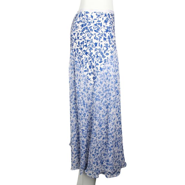 Diane Von Furstenberg Blue And White Silk Midi Skirt