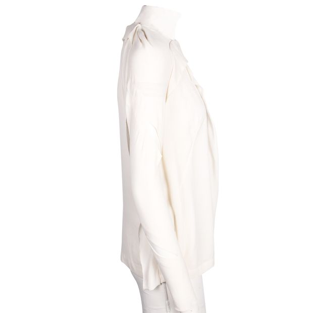 CONTEMPORARY DESIGNER Cut Out White Silk Shirt