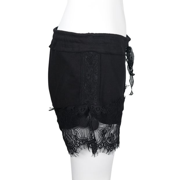 ANNA SUI Black Shorts with Lace