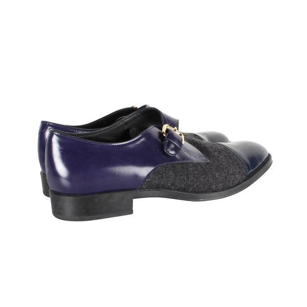 TOD'S Navy Felt and Leather Monk strap