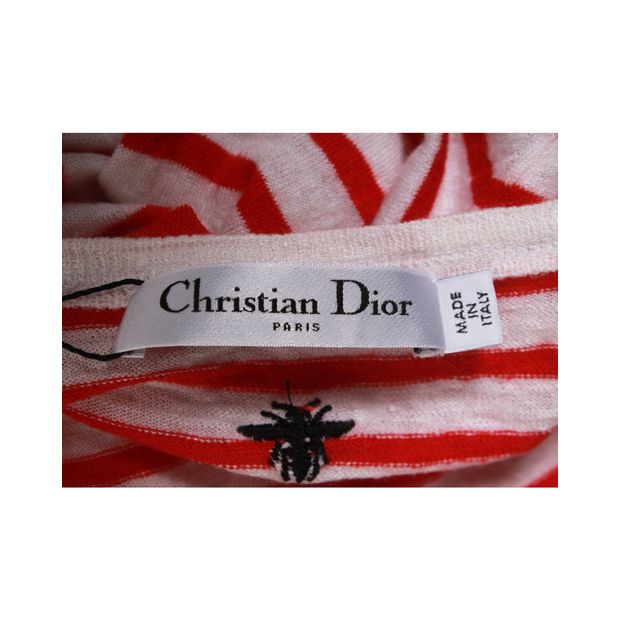 Dior Dioramour White & Red Striped I Love You Top