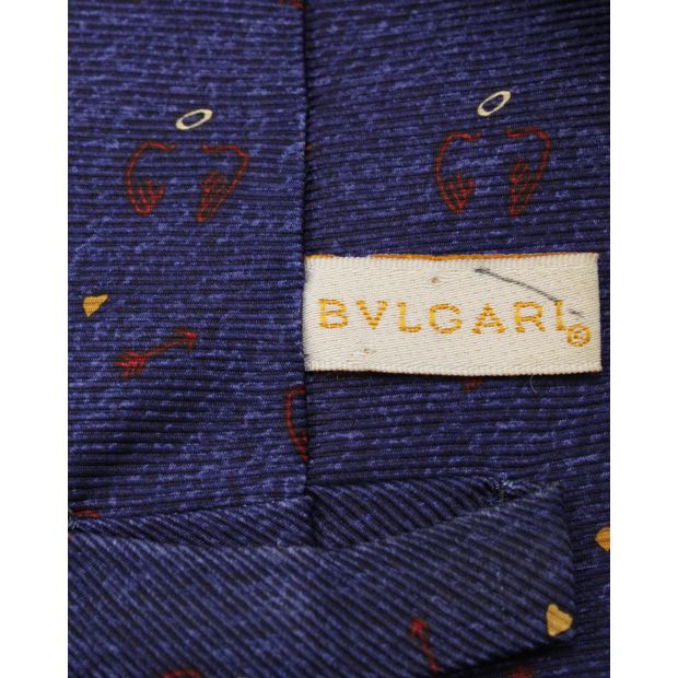 BVLGARI Bvlgari x Davide Pizzigoni Dark Blue Print Silk Tie