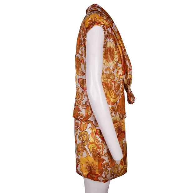 ANNA SUI Cornflower Color Printed Shiny Dress