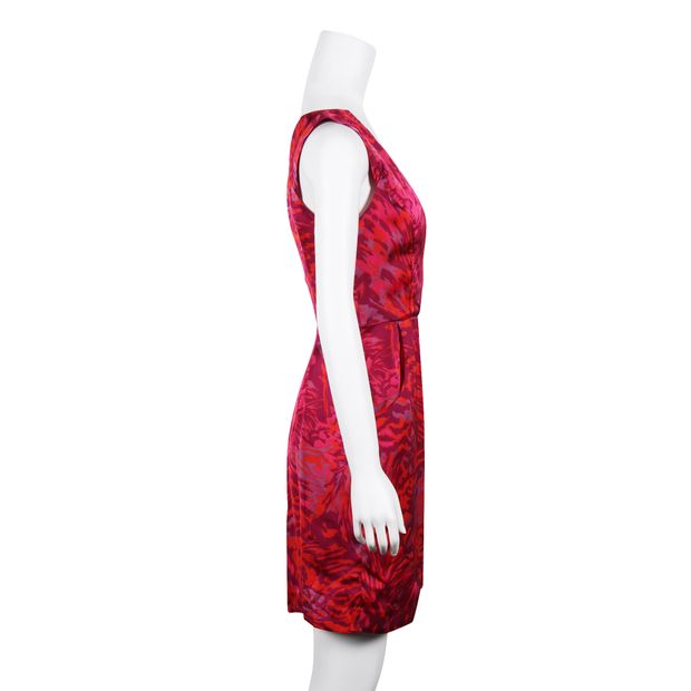 CONTEMPORARY DESIGNER Pink, Purple & Red Pattern Midi Dress