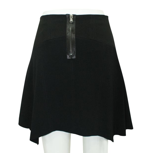 CONTEMPORARY DESIGNER Black Mini Skirt With Zipper at the Back