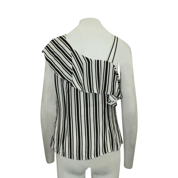 Contemporary Designer Black And Ehite Striped Top