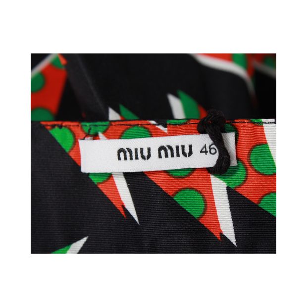 Miu Miu Printed Mini Skirt in Black Silk