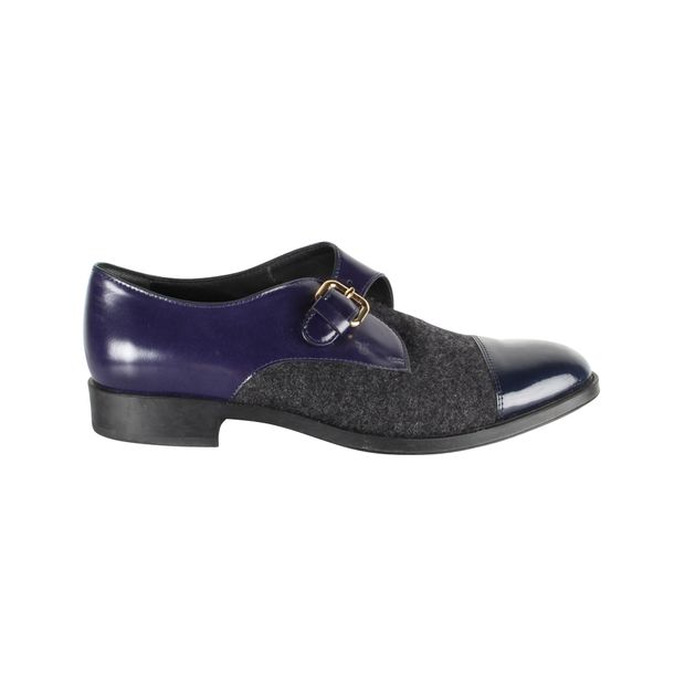 TOD'S Navy Felt and Leather Monk strap
