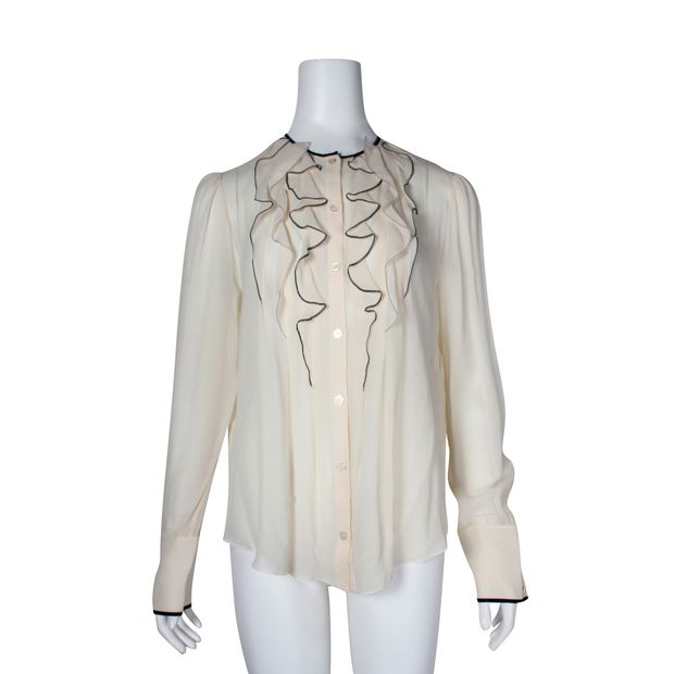 Nina Ricci Ivory Silk Shirt With Ruffles