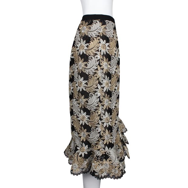 Erdem Floral Pattern Skirt In Metallic Thread