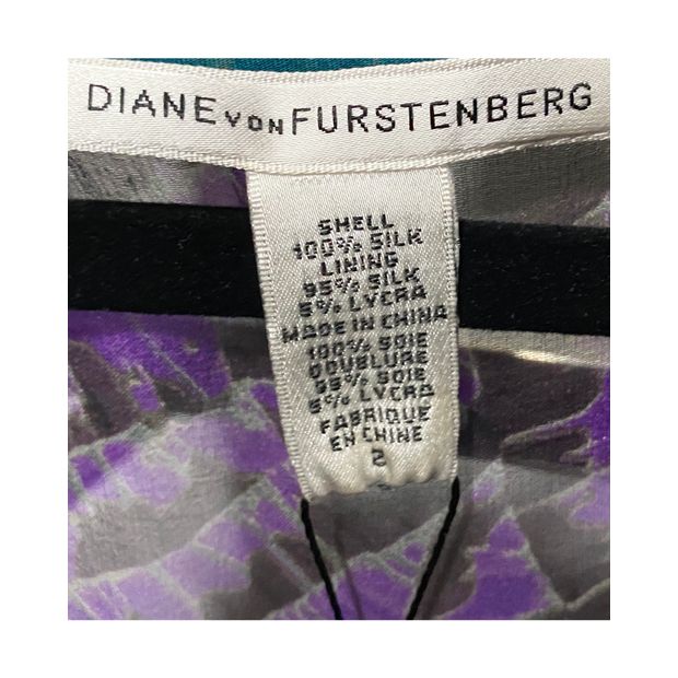 DIANE VON FURSTENBERG Purple, Black and Blue Print Cordoba Dress
