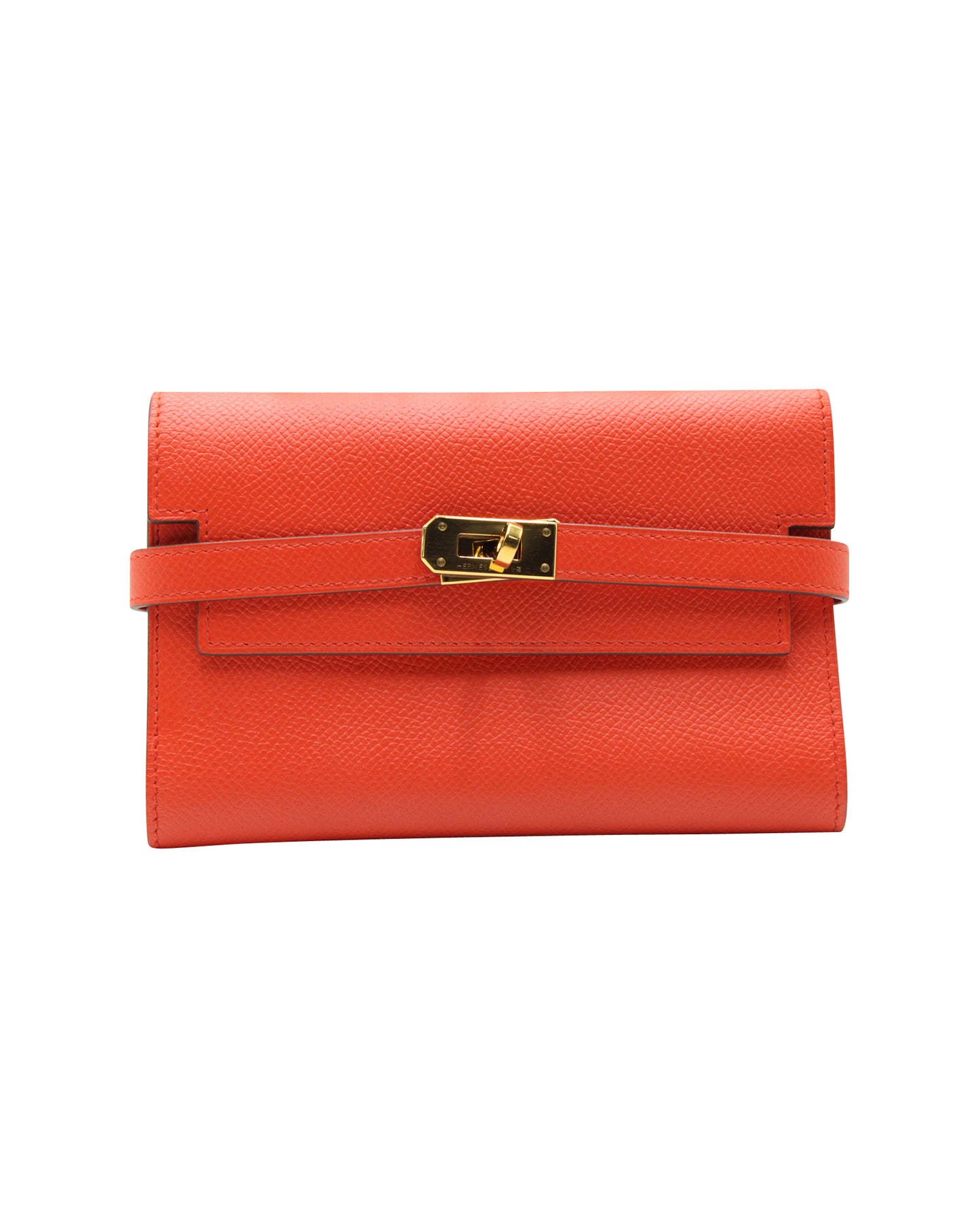 Kelly Continental Wallet in Orange Poppy Togo leather with Gold Hardware